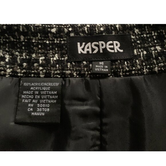 KASPER Womens' Vintage Black & White Boucle Tweed A-Line Pencil Skirt Sz 16 - Picture 6 of 6